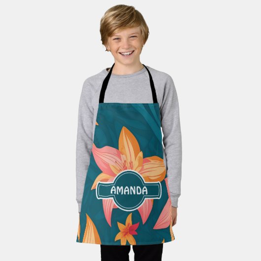 Lily geometrisch kleurrijk gepersonaliseerd patroo schort (Gedragen)