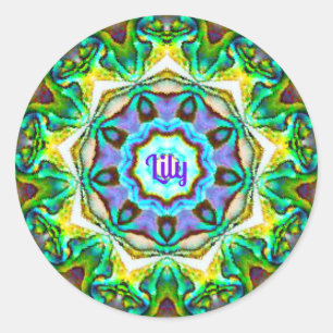 LILY ~ Gepersonaliseerde Paua Shell fractal ~ Ronde Sticker