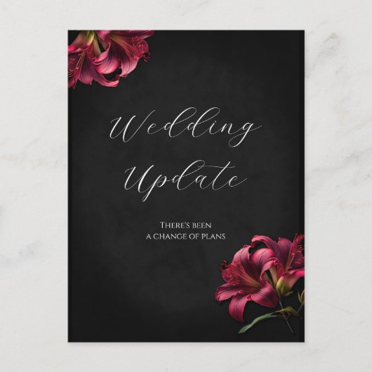 Lily Gothic Bruiloft Uitstel Annulering Briefkaart (Voorkant)