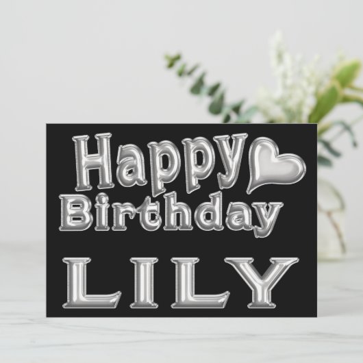 Lily Happy Birthday Karte Grußkarte mit Herz Kaart (Staand voorkant)