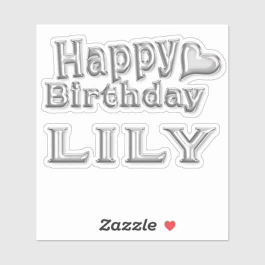 Lily Happy Birthday silver Aufkleber Sticker (Vel)
