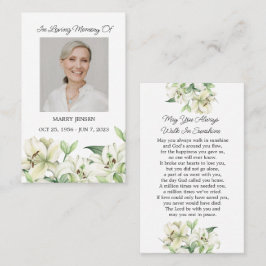 Lily-herdenkingskaart met foto rouwgebedkaart visitekaartje
