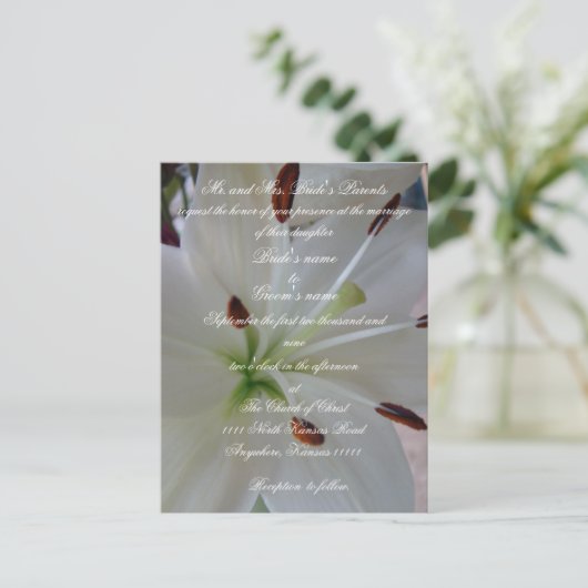 Lily Huwelijksuitnodiging met Schrift Uitnodiging Briefkaart (Staand voorkant)