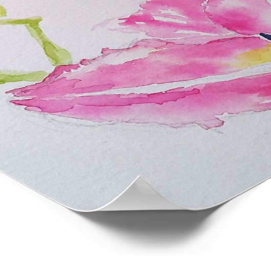 Lily in roze Waterverf schilderend Briefkaart Poster (Hoek)