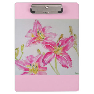Lily in roze Waterverf schilderende lium Klembord