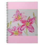 Lily in roze Waterverf schilderende lium Notitieboek (Voorkant)