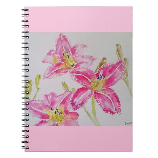 Lily in roze Waterverf schilderende lium Notitieboek (Voorkant)