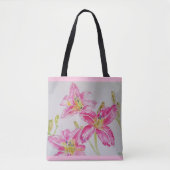 Lily in roze Waterverf schilderende lium Tote Bag (Voorkant)