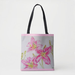  Lily in roze Waterverf schilderende lium Tote Bag