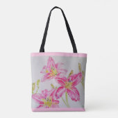  Lily in roze Waterverf schilderende lium Tote Bag (Achterkant)