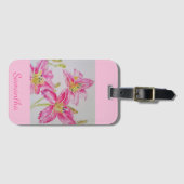  Lily in roze Waterverf schilderende meisjes naam Bagagelabel (Voorkant (horizontaal))