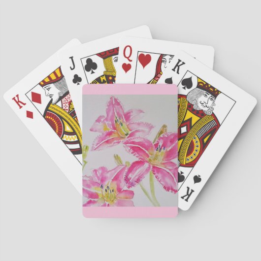  Lily in roze Waterverf schilderende meisjes naam Pokerkaarten (Achterkant)