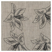 Lily Ink Art Pattern Linen Stof (Close Up)