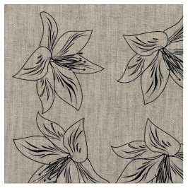  Lily Ink Art Pattern Linen Stof