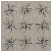 Lily Ink Art Pattern Linen Stof (Swatch)