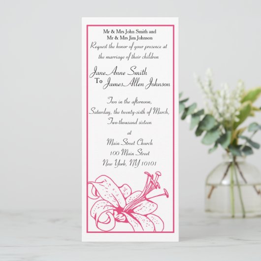 Lily & Lantern Wedding Collectie, uitnodiging 4x9 (Staand voorkant)