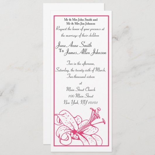 Lily & Lantern Wedding Collectie, uitnodiging 4x9 (Voorkant / Achterkant)