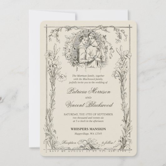 Lily Lijst en liefde paar bruiloft Kaart (Voorkant)