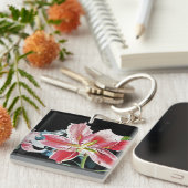 Lily Lillies Waterverf flower Key Ring Sleutelhanger (Voorkant Rechts)