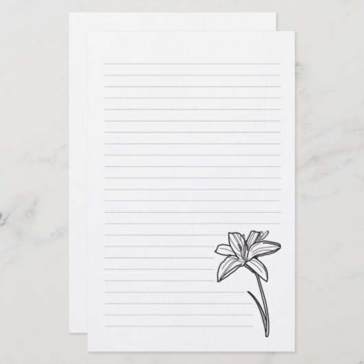 Lily Line-tekening van het papier voor kantoorbeno (Voorkant / Achterkant)