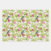Lily lotus planten met groene spatronen inpakpapier vel (Voorkant 3)