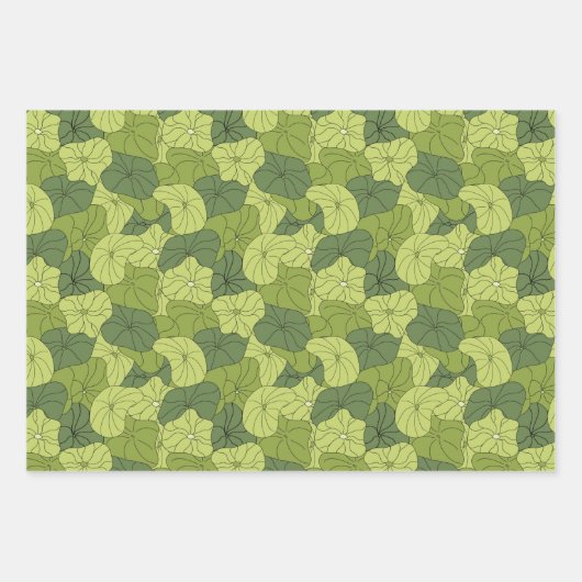 Lily lotus planten met groene spatronen inpakpapier vel (Voorkant 2)