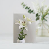 Lily Lullaby | Wit Eenvoudig Bloemschilderij Briefkaart (Staand voorkant)