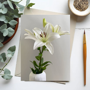 Lily Lullaby Witte Eenvoudige Bloemschildering Briefkaart