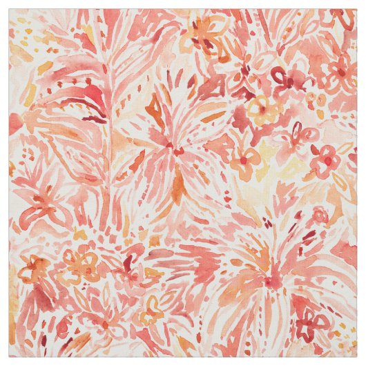 LILY LUST Peach Painterly Floral Stof (Swatch)