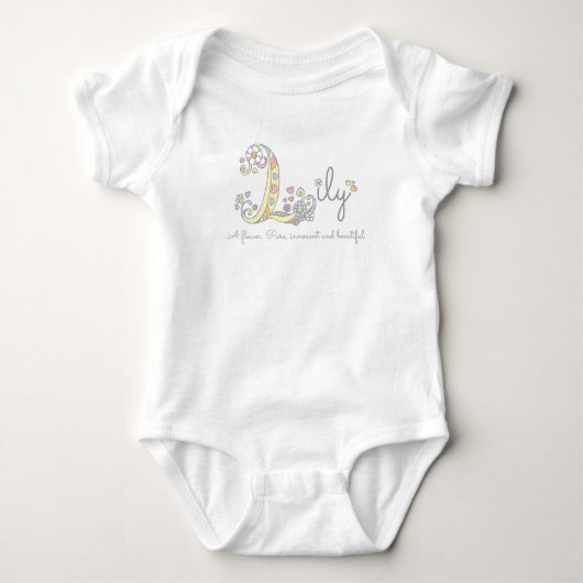 Lily meisjes noemen L monogram harten Romper (Voorkant)