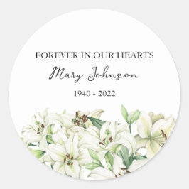Lily Memorial Funeral Classic Ronde Sticker
