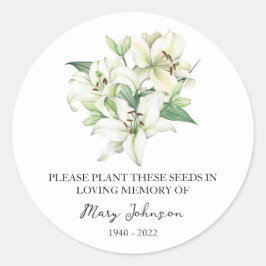 Lily Memorial Funeral Seed Packet Ronde Sticker