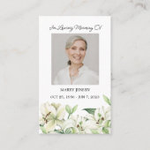 Lily Memorial Photo Funeral Prayer Card Visitekaartje (Voorkant)