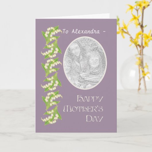 Lily Moederdag Fotokaart, Mauve, aan personaliseri Kaart (Gele Bloem)