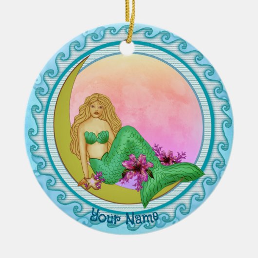 Lily Moon Zeemeermin Keramisch Ornament (Voorkant)