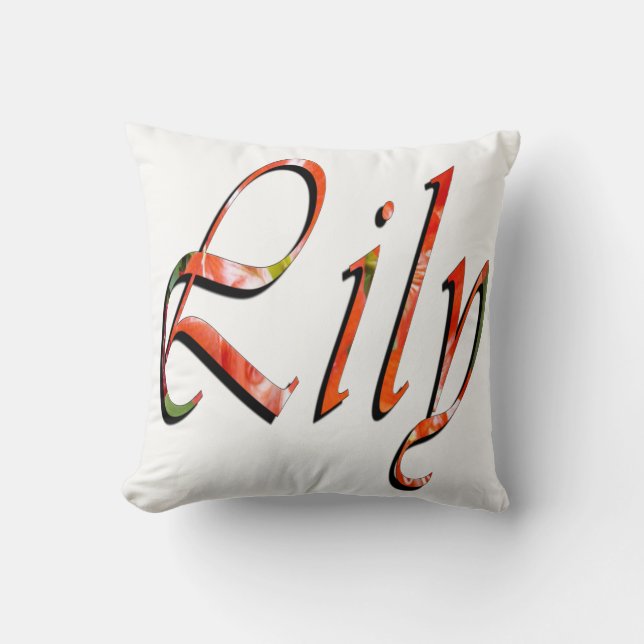 Lily, naam, Logo, White Throw Cushion Kussen (Voorkant)