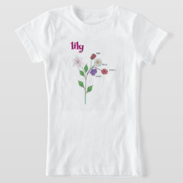 Lily Naam Meisjes Bloemen T-Shirt