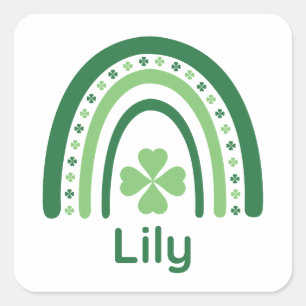 Lily Name Clover Boho Rainbow Vierkante Sticker