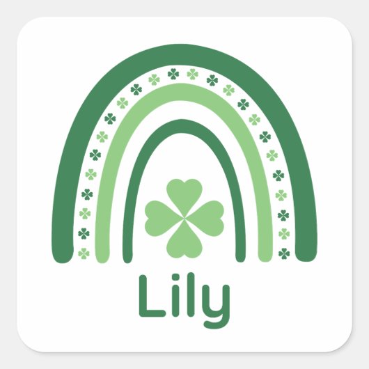 Lily Name Clover Boho Rainbow Vierkante Sticker (Voorkant)