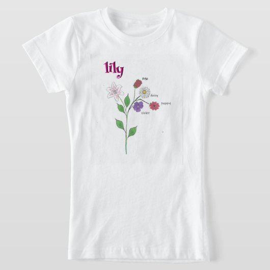 Lily Name Girl's Flower T-Shirt (Laagn)