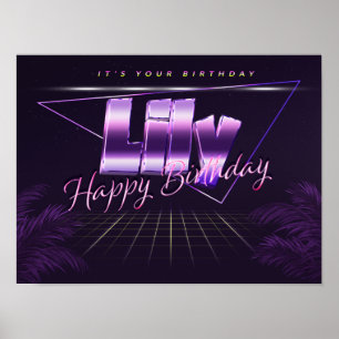 Lily Name Vorname lila retro Poster Geburtstag