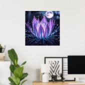 Lily Night Glow - levendige schilderstijl Poster (Thuiskantoor)