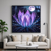 Lily Night Glow - levendige schilderstijl Poster