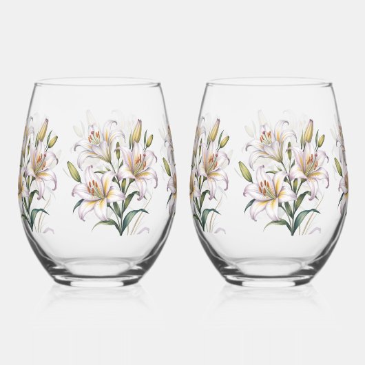 Lily of Love Wedding Wijnglas Zonder Voet (Voorkant)