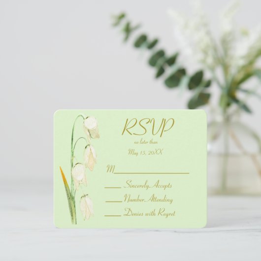 Lily of Norway Sage Wedding RSVP Kaartje (Staand voorkant)