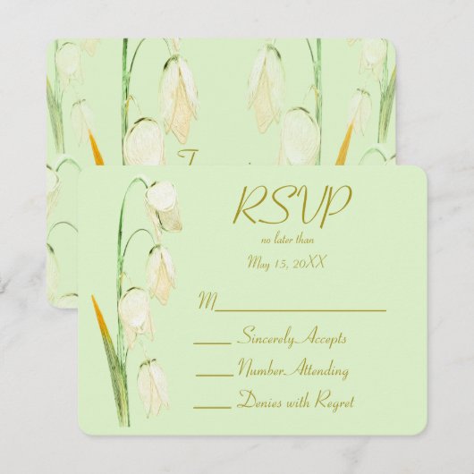 Lily of Norway Sage Wedding RSVP Kaartje (Voorkant / Achterkant)