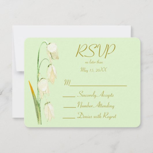 Lily of Norway Sage Wedding RSVP Kaartje (Voorkant)
