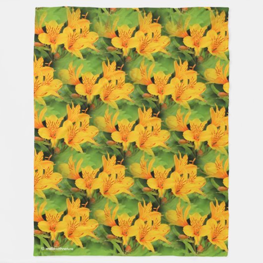 Lily of the Incas/Yellow Alstroemeria Fleece Deken (Voorkant)