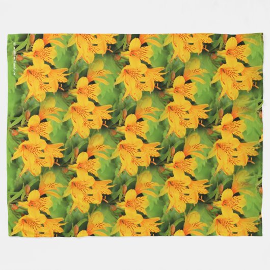 Lily of the Incas/Yellow Alstroemeria Fleece Deken (Voorkant (Horizontaal))
