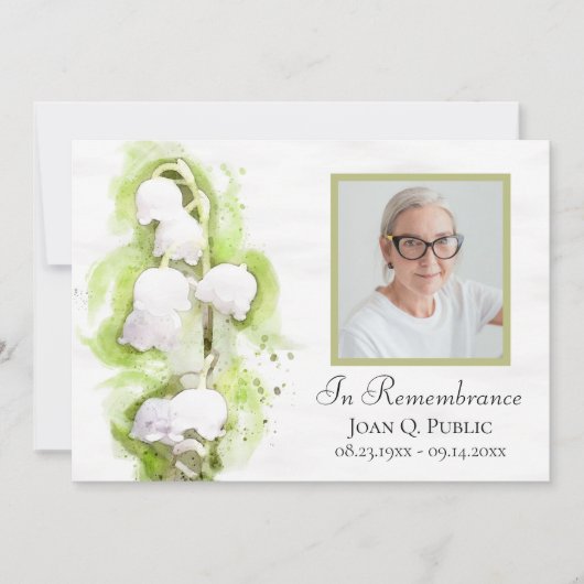 Lily of the Valley Bloemen Dood Jubileum Kaart (Voorkant)